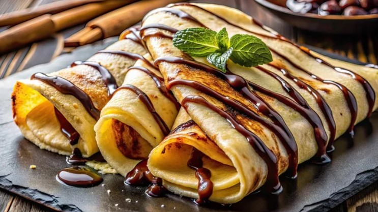 Crepes con Salsa di Cioccolato