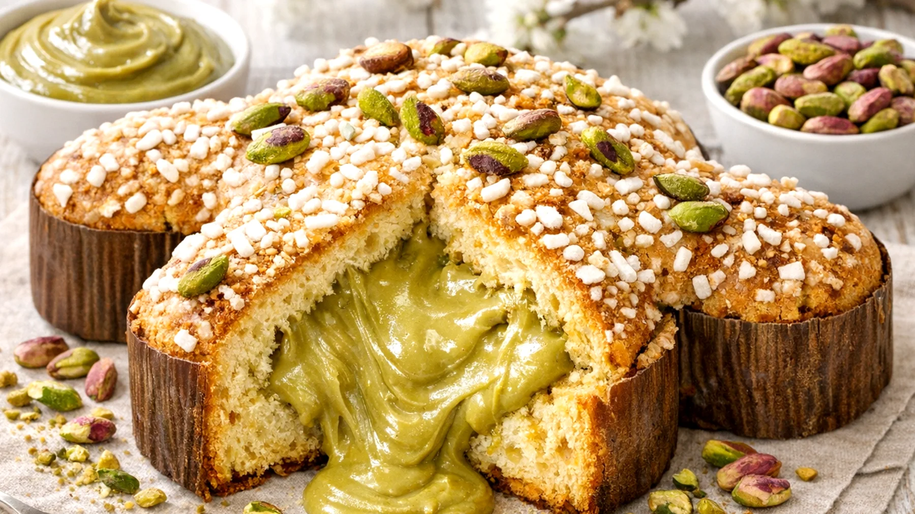 Colomba farcita con crema al pistacchio di Bronte"