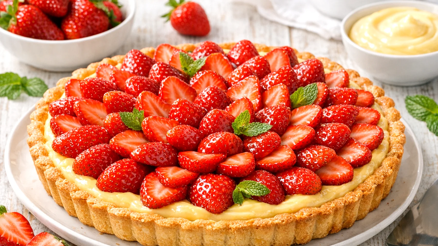 Crostata di fragole e crema pasticcera"