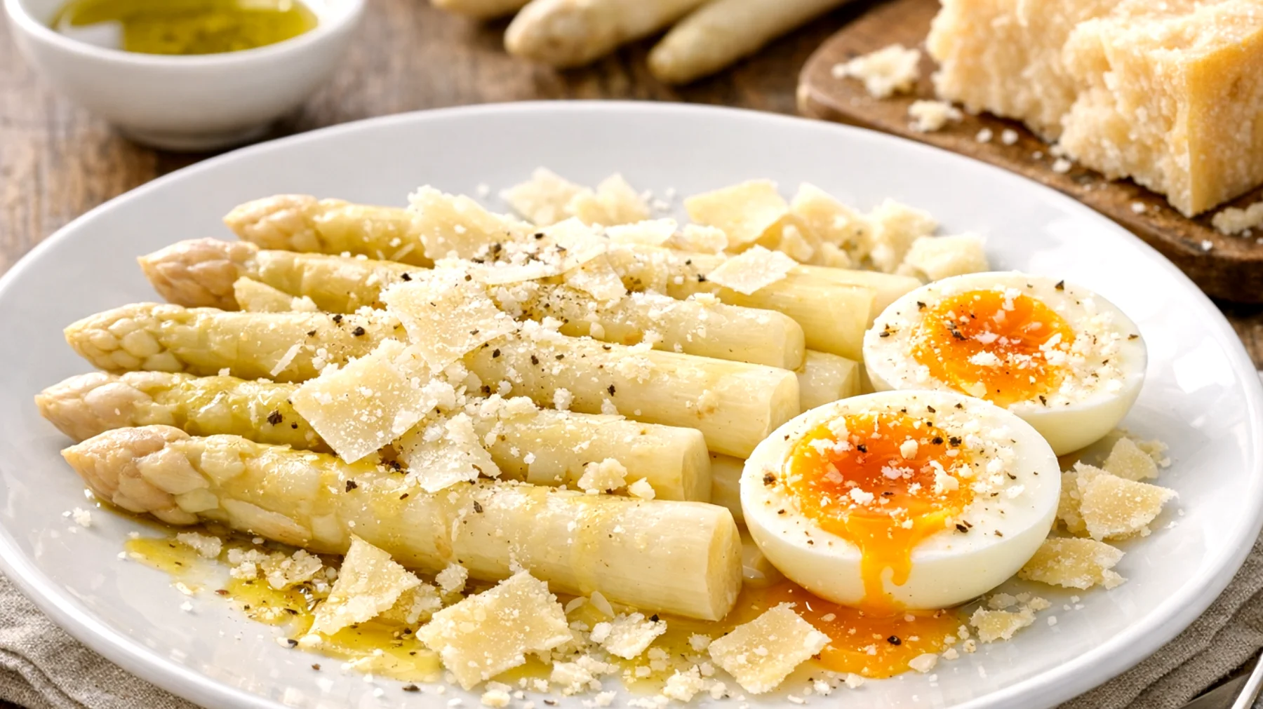 Asparagi di Bassano con uova e parmigiano reggiano 36 mesi"
