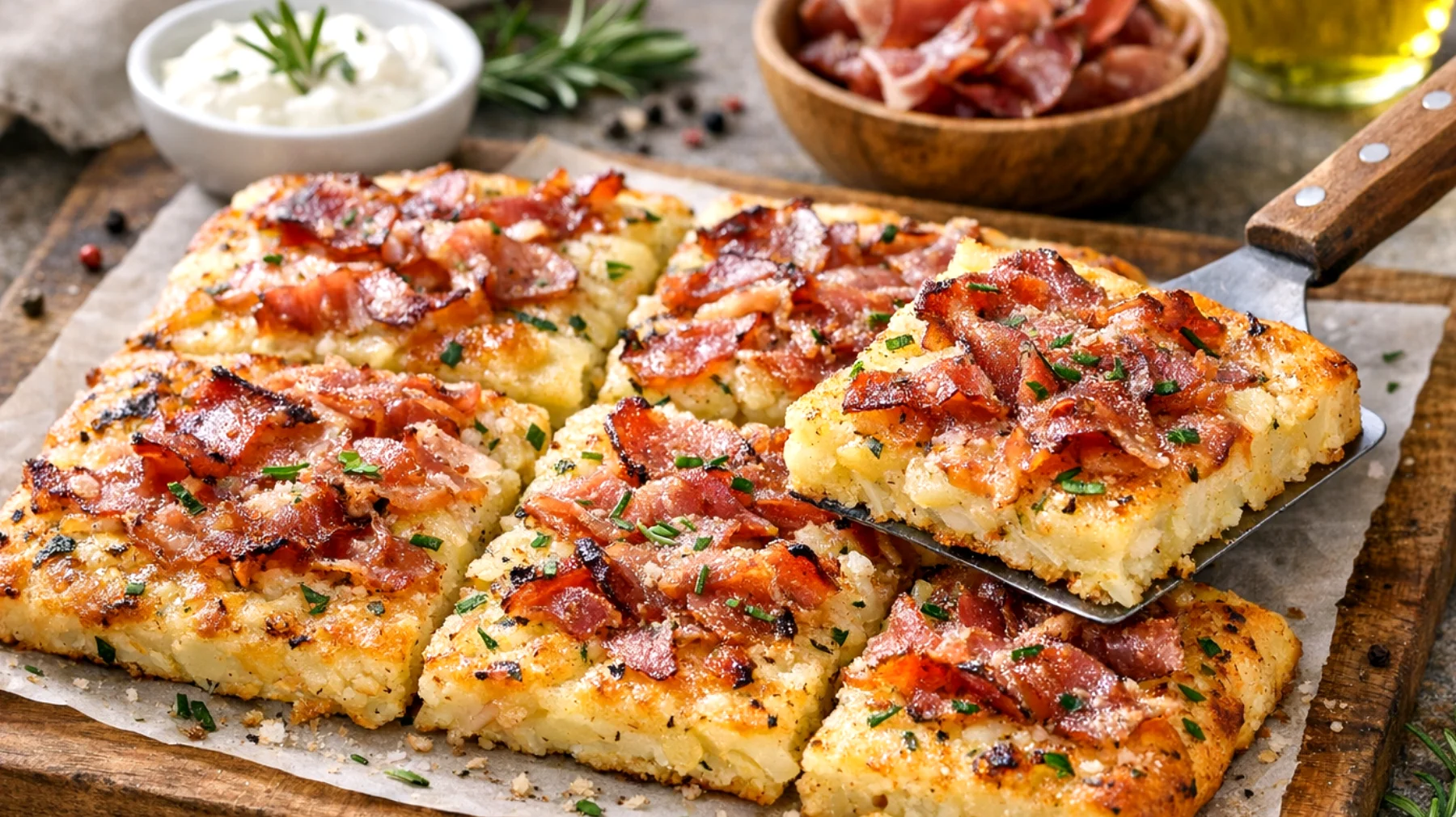 Schiacciata di patate e speck"