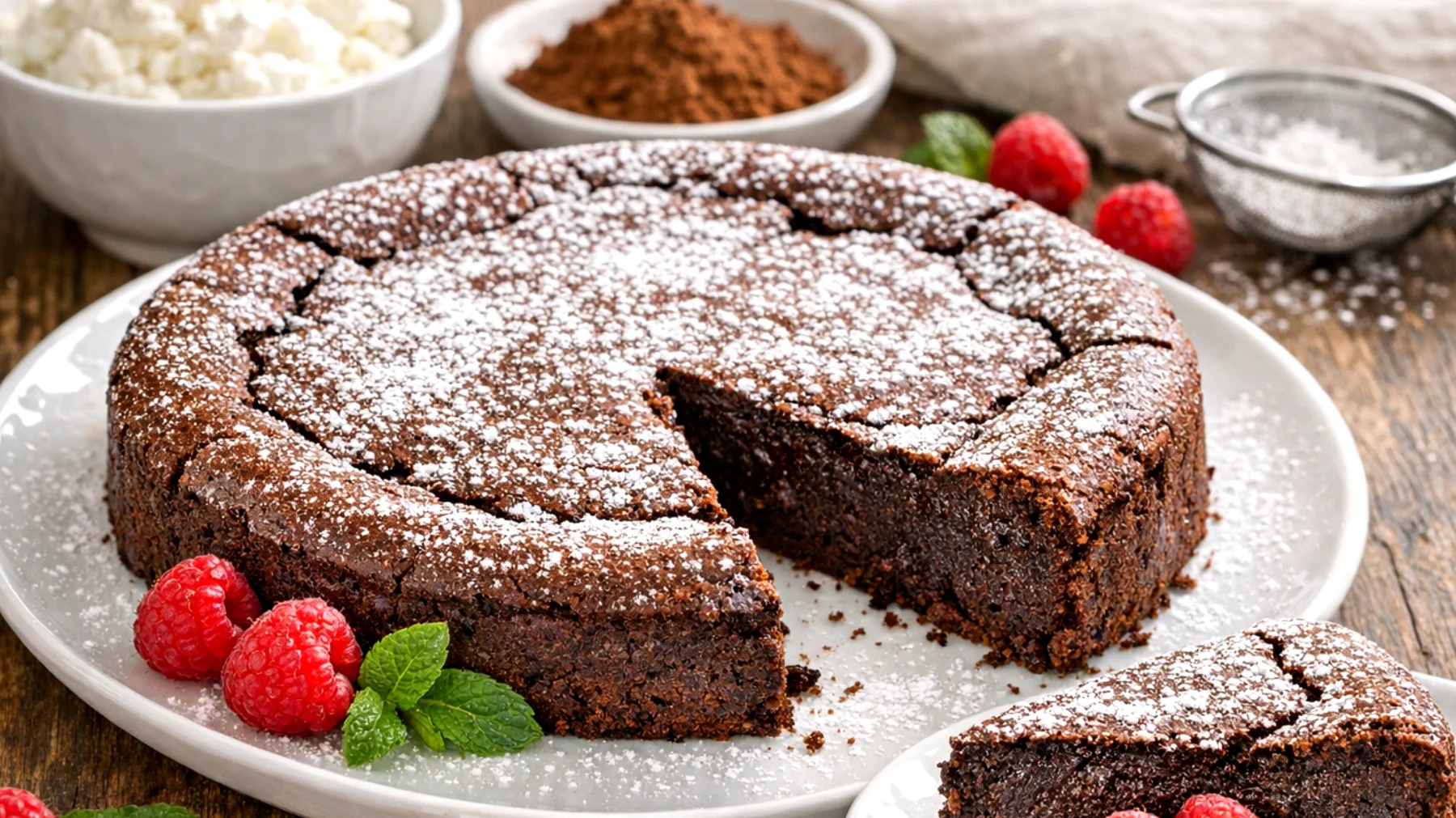 Torta di ricotta e cacao senza farina e senza burro"