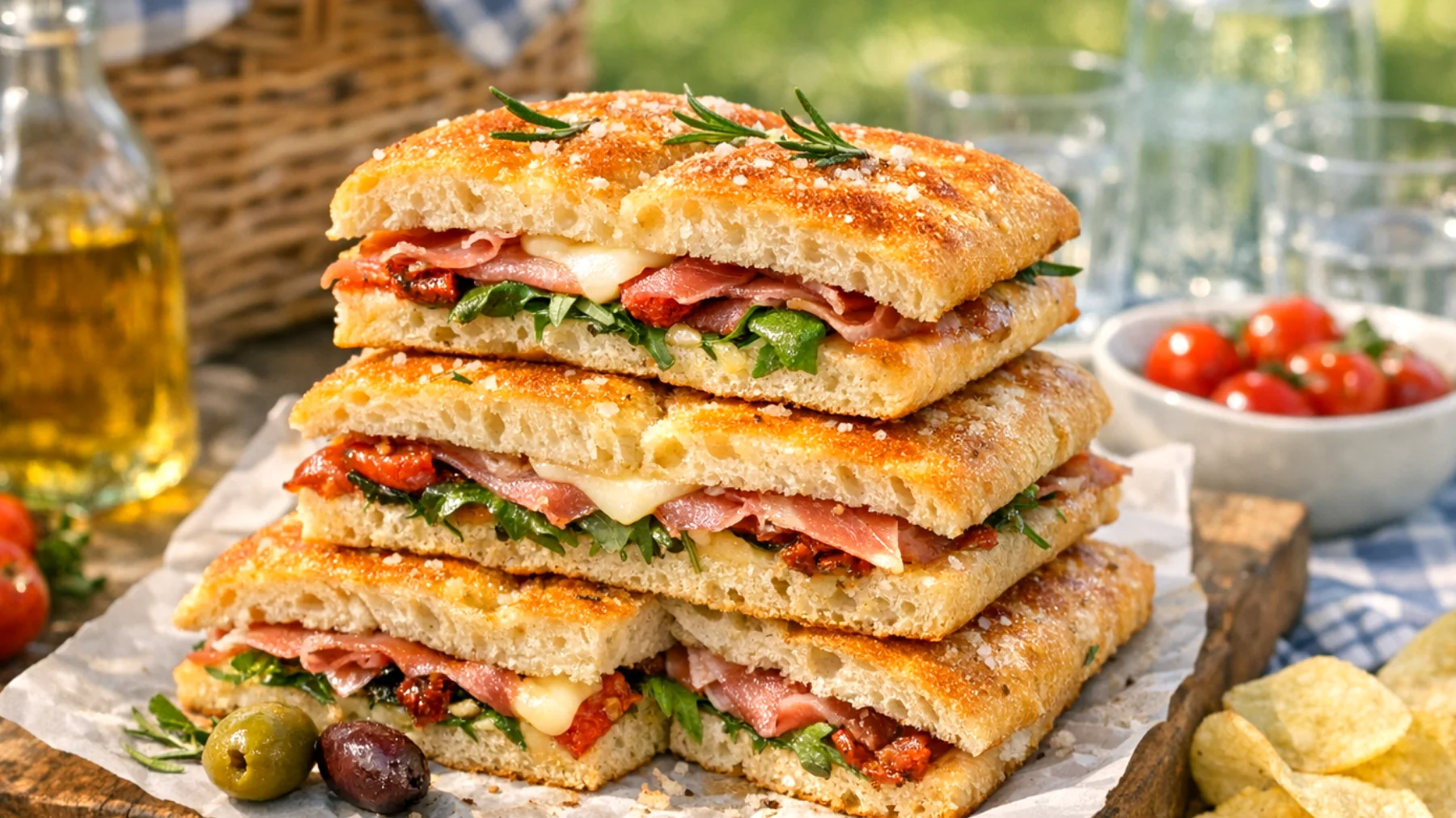 Focaccia farcita per il picnic"
